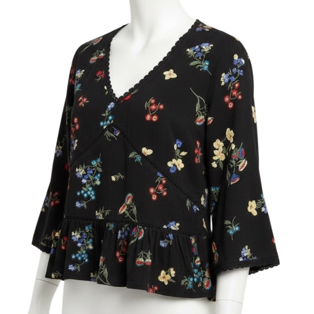 Anthropologie‎ Parvati Floral Embroidered Blouse - size M